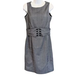 Mango Formal dress grey mini stripes size 6 @Y